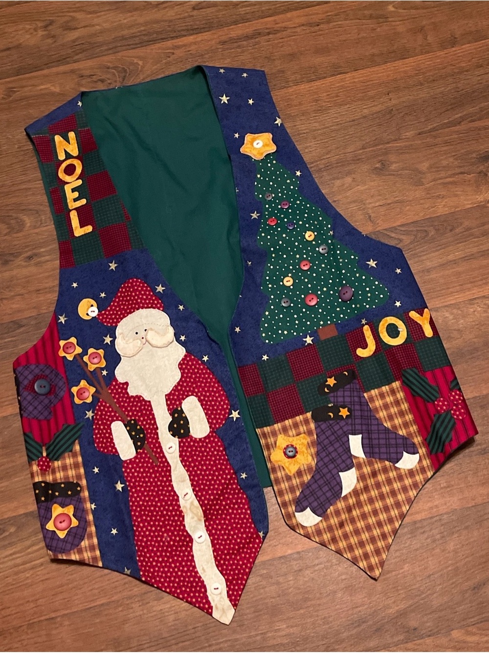 1990's Handmade Quilted Holiday Christmas Santa Vest Size M